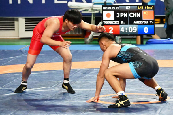 ＜レスリング＞【写真集】2024年韓国オープン国際大会／男子フリースタイル74kg級・徳力貫太（フローラ）